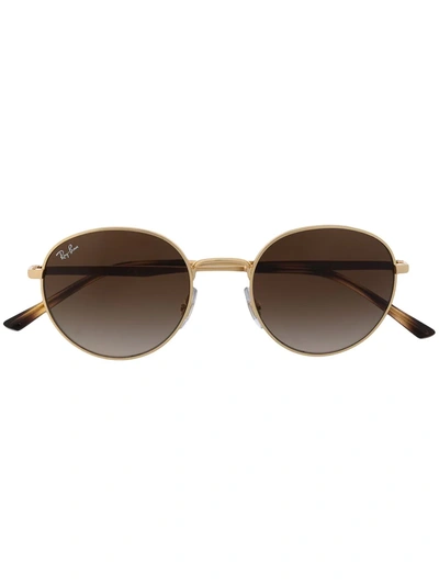 Shop Ray Ban Rb3681 Round-frame Sunglasses In Brown