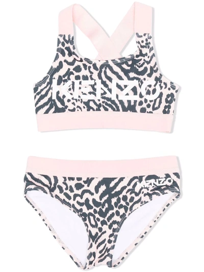 Shop Kenzo Animal Logo-print Two-piece Bikini In Pink