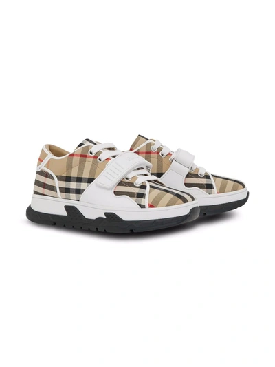 Shop Burberry Vintage Check Sneakers In Brown