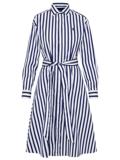 Shop Polo Ralph Lauren Striped Logo Embroidered Shirt Dress In Multi