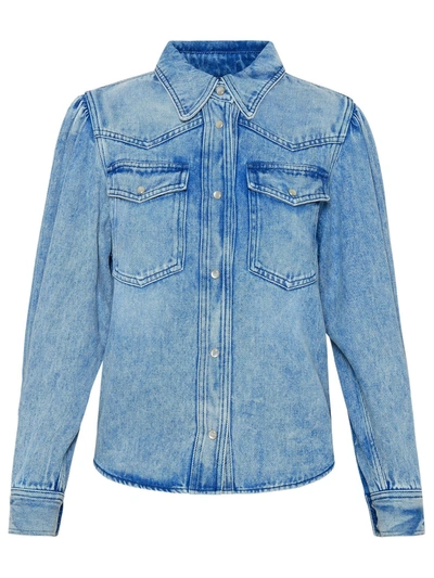 Shop Isabel Marant Étoile Light Blue Lyocell Tahisli Shirt