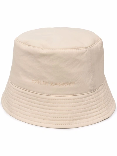 Shop Ruslan Baginskiy Bucket Hat With Logo In Beige