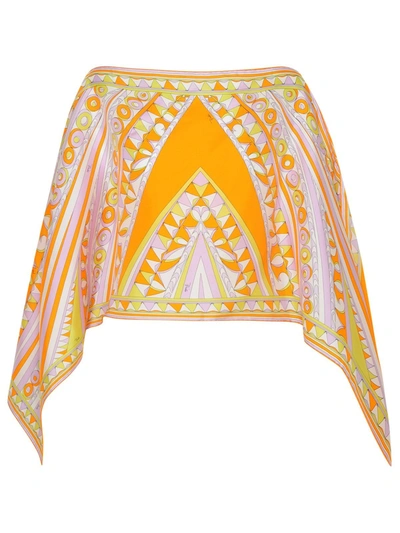 Shop Emilio Pucci Multicolor Silk Crop Cape In Orange