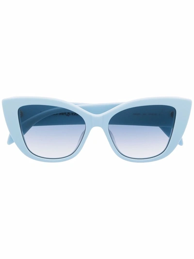 Shop Alexander Mcqueen Logo Sunglasses In Blue