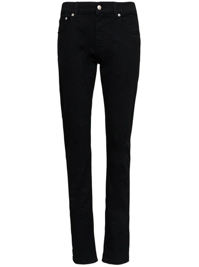 Shop Alexander Mcqueen Black Denim Jeans With Graffiti Print