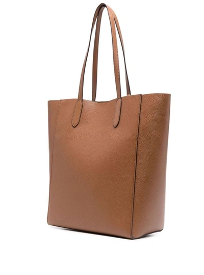 Shop Michael Michael Kors Camel-colored Leather Shopper Bag With Logo In Beige