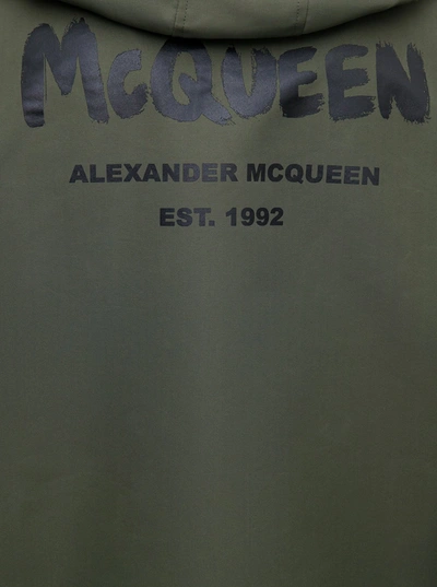 Shop Alexander Mcqueen Green Windbreaker With Logo Print