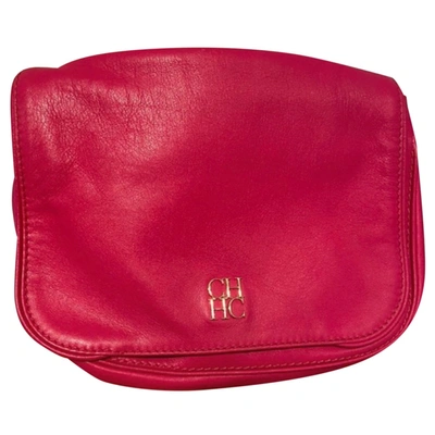 Pre-owned Carolina Herrera Leather Crossbody Bag In Pink