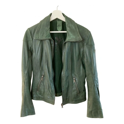 Pre-owned Gipsy Leather Biker Jacket In Green | ModeSens