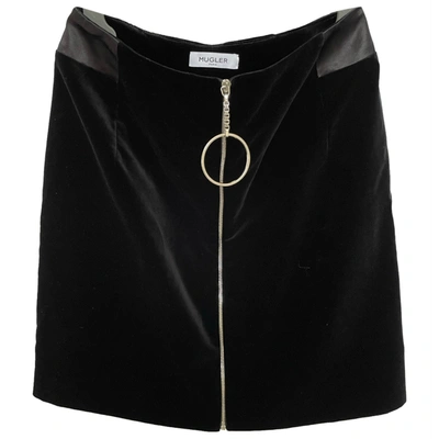 Pre-owned Mugler Velvet Mini Skirt In Black