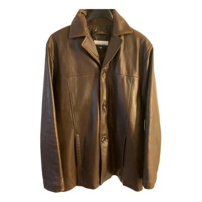 Pre-owned Calvin Klein Leather Jacket In Brown