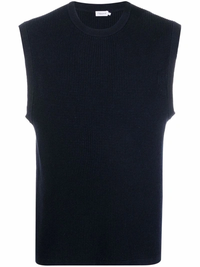 Shop Filippa K Gerald Organic Cotton-cashmere Vest In Blue