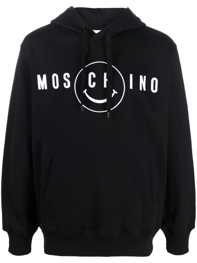 Shop Moschino Smiley-logo Print Hoodie In Black