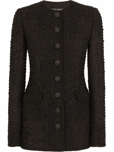 Shop Dolce & Gabbana Single-breasted Tweed Jacket In Black