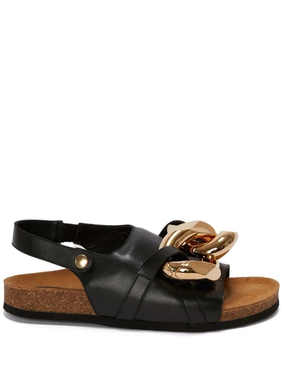 Shop Jw Anderson Chain Flat Sandals In Black