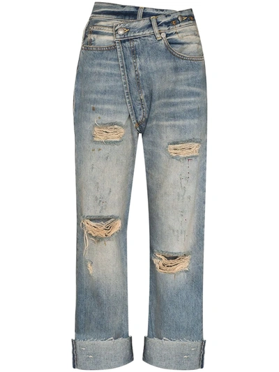 Shop R13 Crossover Distressed-effect Jeans In Blue