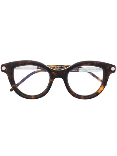 Shop Kuboraum Cat-eye Frame Glasses In Brown
