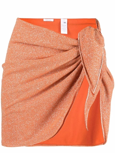 Shop Oseree Shine Crystal-embellished Skirt In Orange