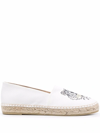 Shop Kenzo Tiger-embroidered Espadrilles In White