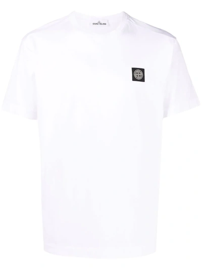 Shop Stone Island Logo-patch Cotton T-shirt In White