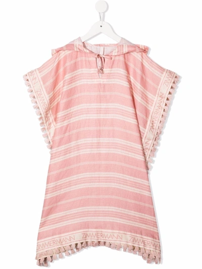 Shop Zimmermann Andie Striped Midi Dress In Pink