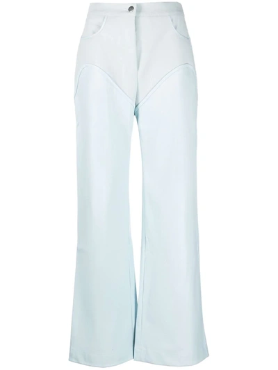 Shop Paris Georgia Panelled Flared Trousers In Blue