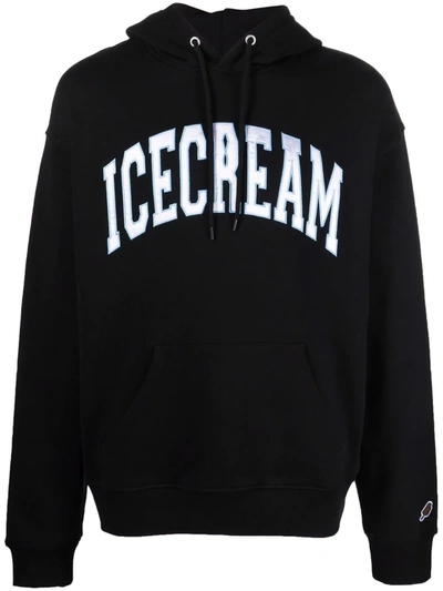 Shop Icecream Logo-print Hoodie In Black