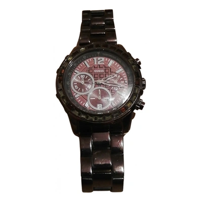 Pre-owned Guess Watch In Brown