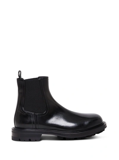 Shop Alexander Mcqueen Black Leather Ankle Boots