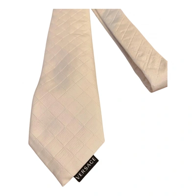 Pre-owned Versace Silk Tie In White