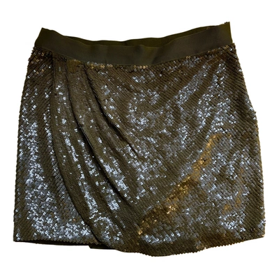 Pre-owned Haute Hippie Silk Mini Skirt In Khaki