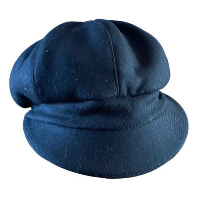 Pre-owned Atos Lombardini Wool Beret In Black