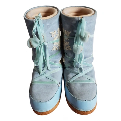 Pre-owned Malo Leather Ankle Boots In Blue