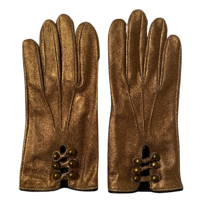 Pre-owned Saint Laurent Leather Gloves In Brown