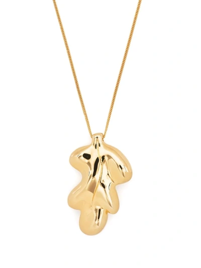 Shop Jil Sander Oak Leaf-pendant Necklace In Gold