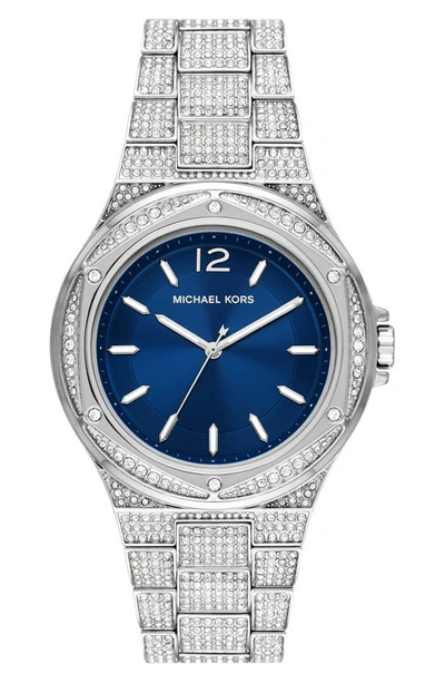 Shop Michael Kors Lennox Pavé Bracelet Watch, 41mm In Silver