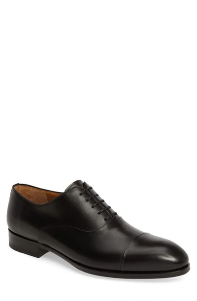 Shop Magnanni Golay Cap Toe Oxford In Black Leather