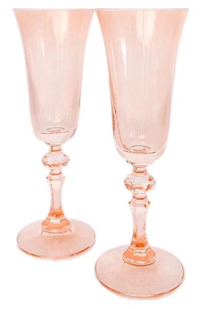 Shop Estelle Colored Glass Set Of 2 Regal Flutes In Blush Pink