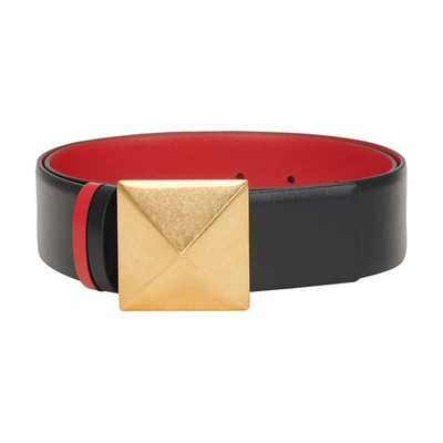 Shop Valentino Reversible H40 Maxi Stud Belt In Nero Rouge Pur