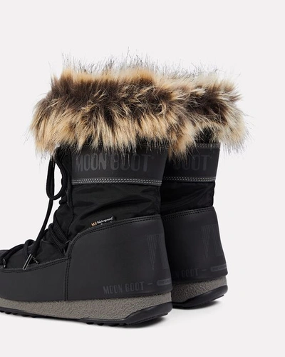 Shop Moon Boot Monaco Faux Fur-trimmed Snow Boots In Black
