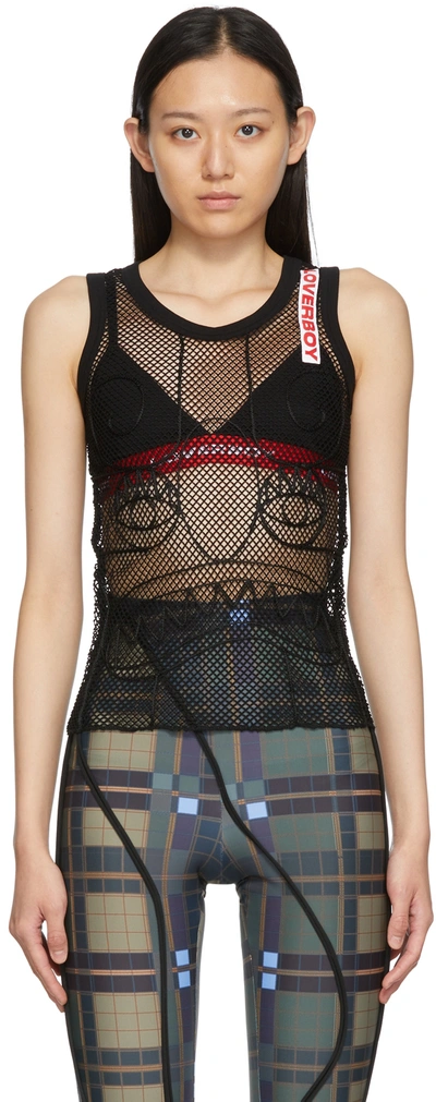 Shop Charles Jeffrey Loverboy Black Mesh Tank Top