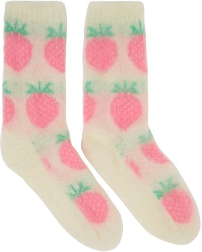Shop Ashley Williams Off-white Strawberries Socks
