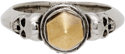 Shop Alexander Mcqueen Silver & Gold Stud Ring In 1336 0446+0448