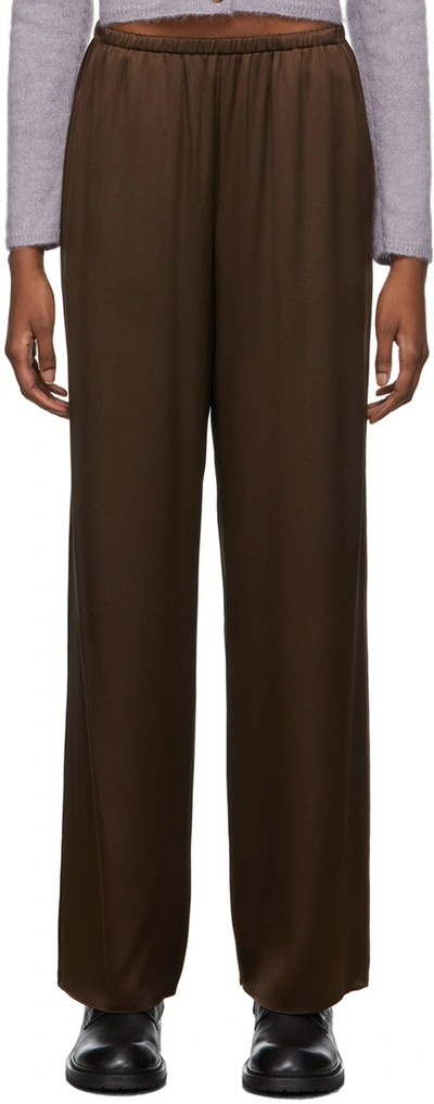 Shop Vince Brown Silk Pj Pants In Black Almond-244bla