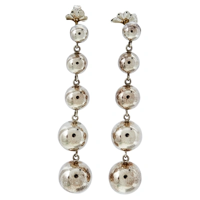 Pre-owned Tiffany & Co Sterling Silver Graduated Bead Drop Earrings
