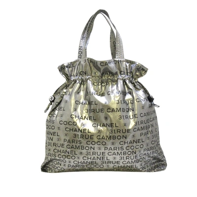 Pre-owned Chanel Cambon 31 Rue Nylon Tote Bag In Silver