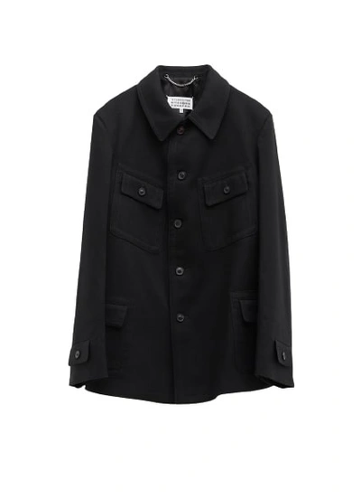 Shop Maison Margiela Single-breasted Denim Jacket In Black