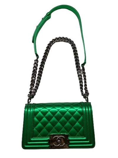 Pre-owned Chanel Metallic Boy Mini Bag In Green