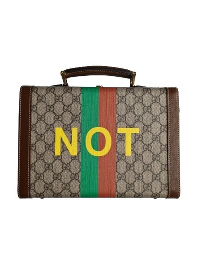 Shop Gucci Limited Edition Not/fake Top Handle Bag In Brown