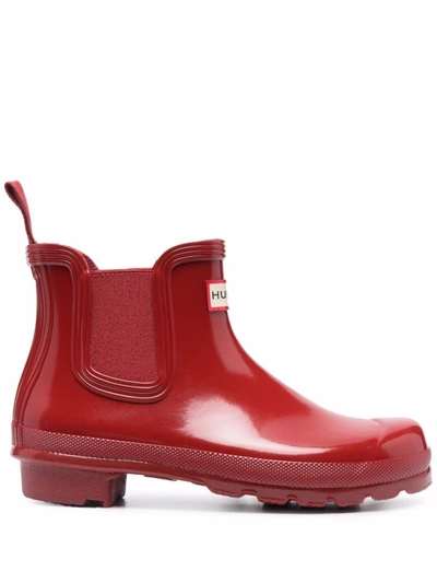 Shop Hunter Red Gloss Chelsea Boots